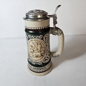 Vintage 1978 Avon Beer Stein Handcrafted in Brazil Hunting & Fishing Theme